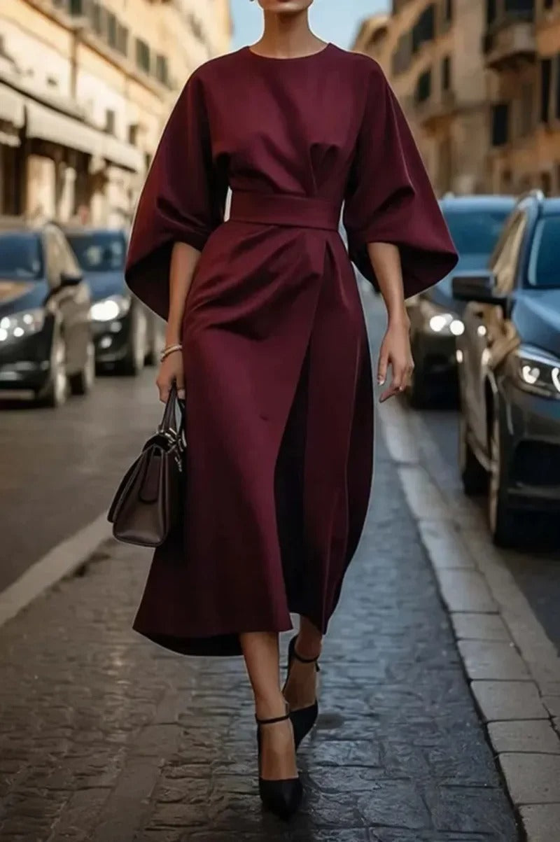 Binta - Elegant dress With Cap Sleeves and Belt