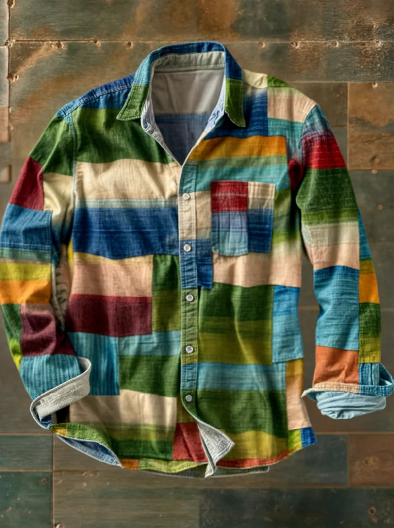 Dorcan - Unisex Simple Rainbow Color Long Sleeve Shirt