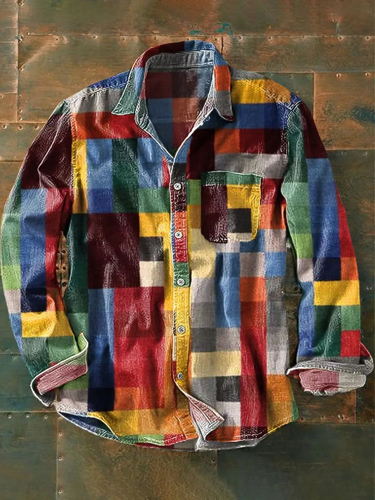 Dorcan - Unisex Simple Rainbow Color Long Sleeve Shirt